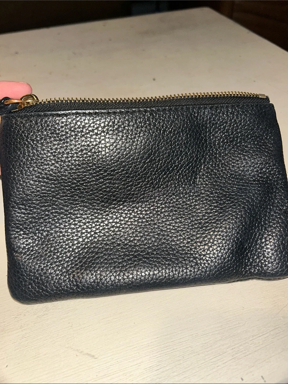 Marc Jacobs Navy Pebbled Leather Wristlet with Gold Logo